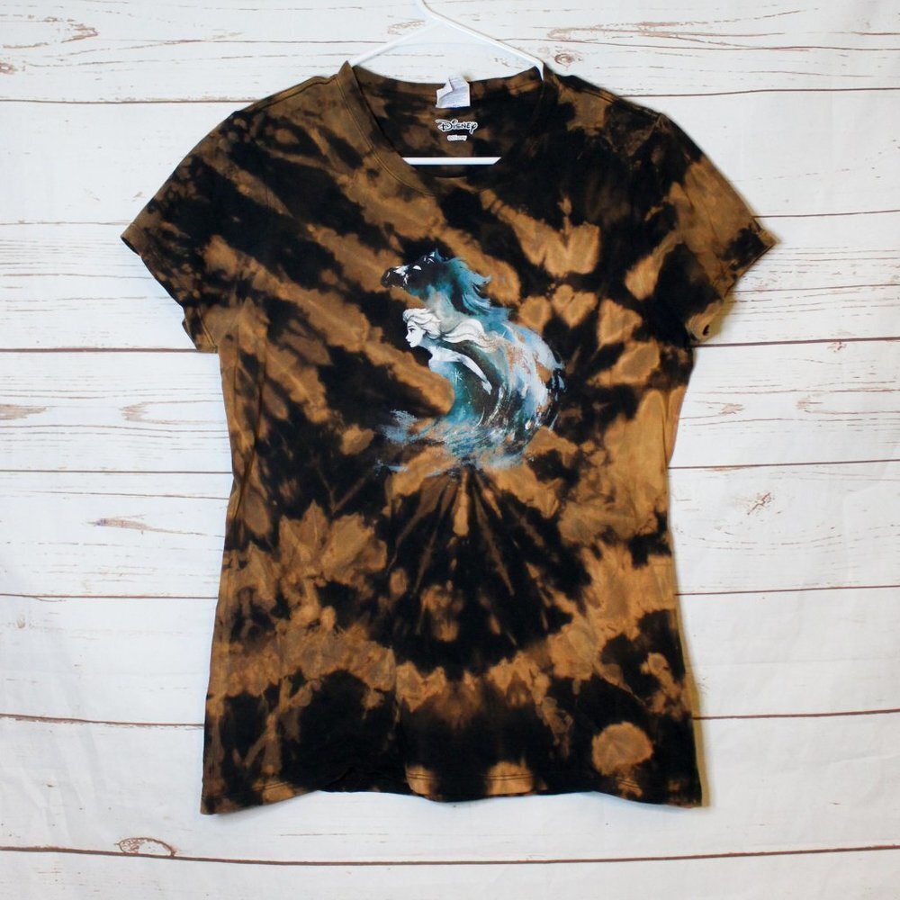 Disney Elsa Frozen Bleach Tie Dye T-Shirt Medium